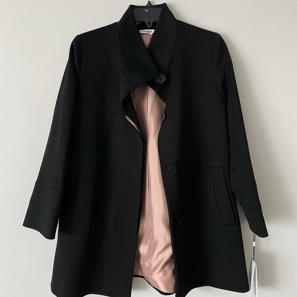 FLEURETTE Stand Collar Wool Car Coat - Picture 15 of 15